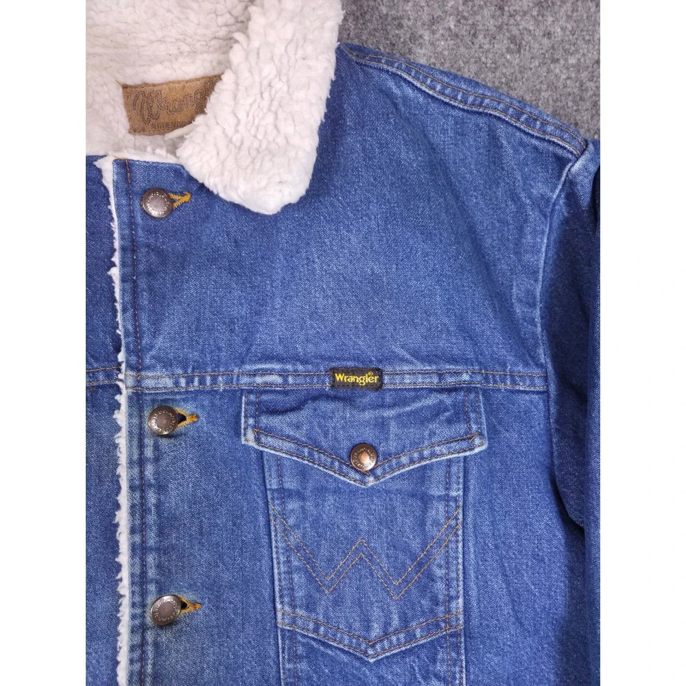 Wrangler Denim Jacket Mens Large Blue Sherpa Lined Authentic Western Trucker